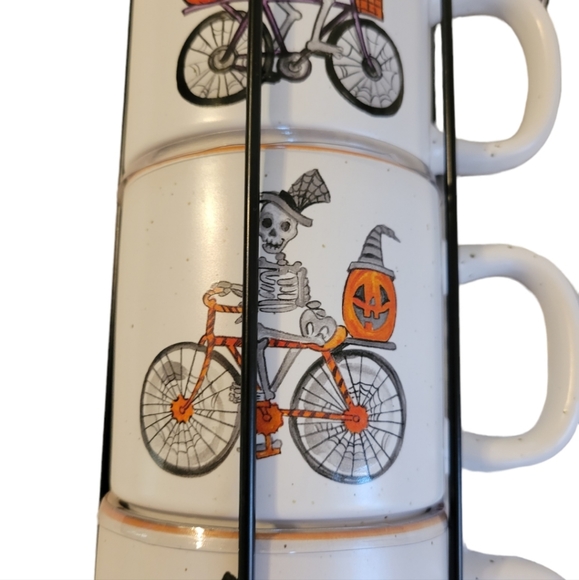 Cobwebs & Cauldrons Halloween Skeleton Coffee Cup Mug Set with Metal Rack - Picture 4 of 7